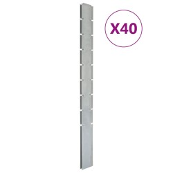 vidaXL Postes de valla de jardín 40 uds acero galvanizado plata 220 cm