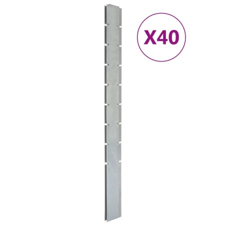 vidaXL Postes de valla de jardín 40 uds acero galvanizado plata 220 cm