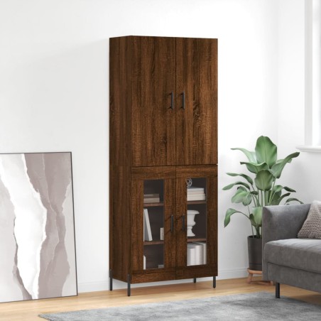 vidaXL Aparador alto madera contrachapada marrón roble 69,5x34x180 cm