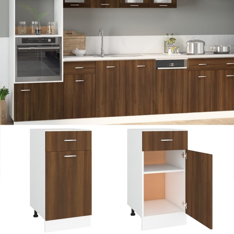 vidaXL Armario bajo cocina madera ingeniería marrón 40x46x81,5 cm vidaXL Armario bajo cocina madera ingeniería marrón 40x46x81,5 cm