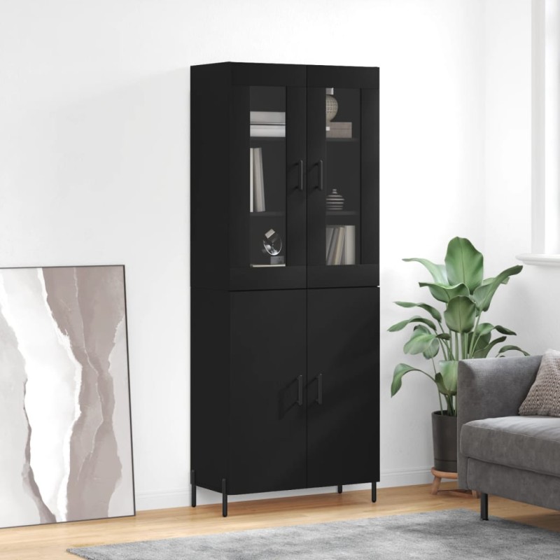 vidaXL Aparador alto madera contrachapada negro 69,5x34x180 cm vidaXL Aparador alto madera contrachapada negro 69,5x34x180 cm