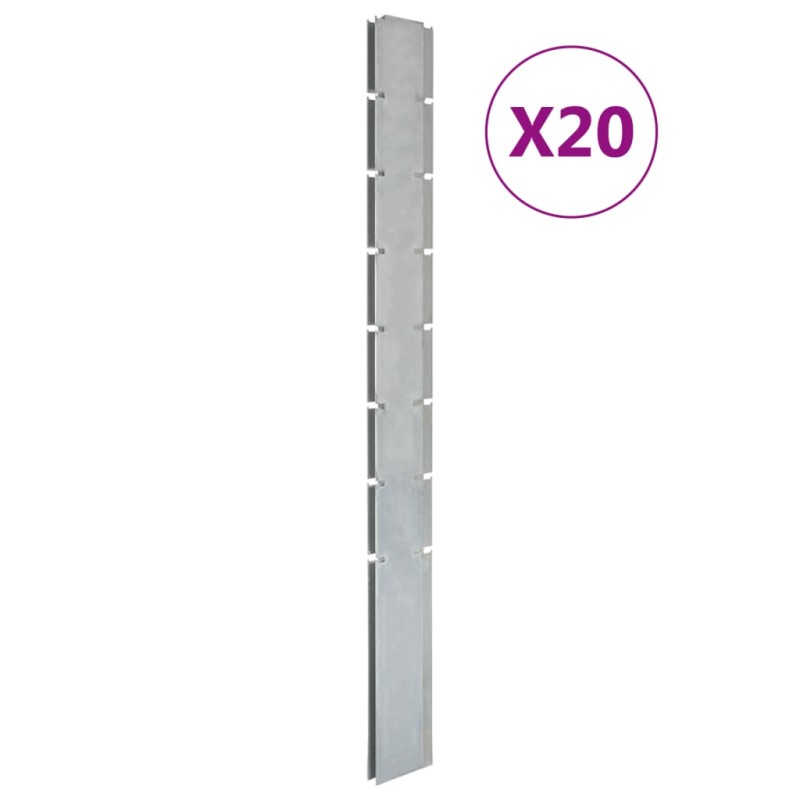 vidaXL Postes de valla de jardín 20 uds acero galvanizado plata 200 cm vidaXL Postes de valla de jardín 20 uds acero galvanizado plata 200 cm