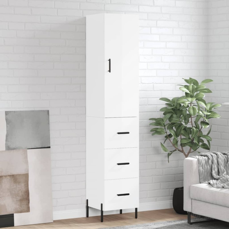 vidaXL Aparador alto madera contrachapada blanco brillo 34,5x34x180 cm vidaXL Aparador alto madera contrachapada blanco brillo 34,5x34x180 cm