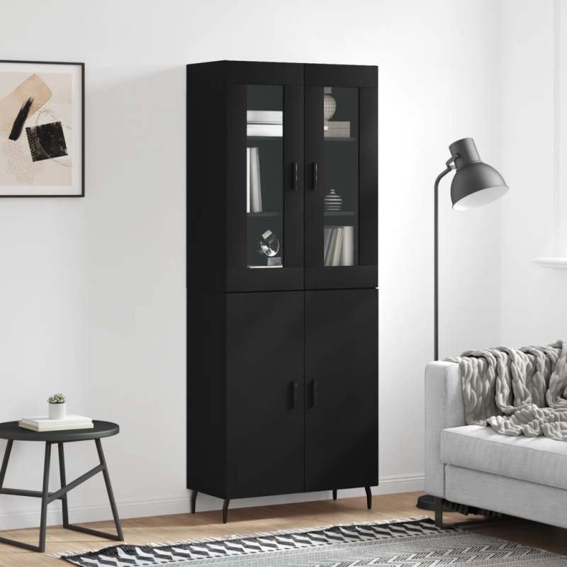vidaXL Aparador alto madera contrachapada negro 69,5x34x180 cm vidaXL Aparador alto madera contrachapada negro 69,5x34x180 cm