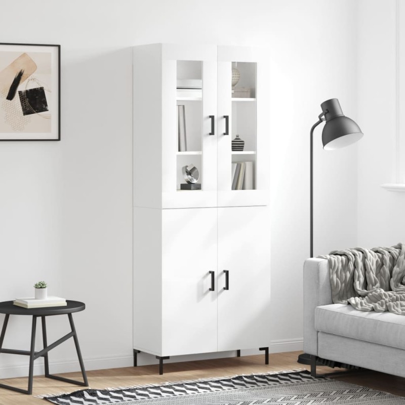 vidaXL Aparador alto madera contrachapada blanco brillo 69,5x34x180 cm vidaXL Aparador alto madera contrachapada blanco brillo 69,5x34x180 cm