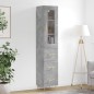 vidaXL Aparador de madera contrachapada gris hormigón 34,5x34x180 cm vidaXL Aparador de madera contrachapada gris hormigón 34,5x34x180 cm