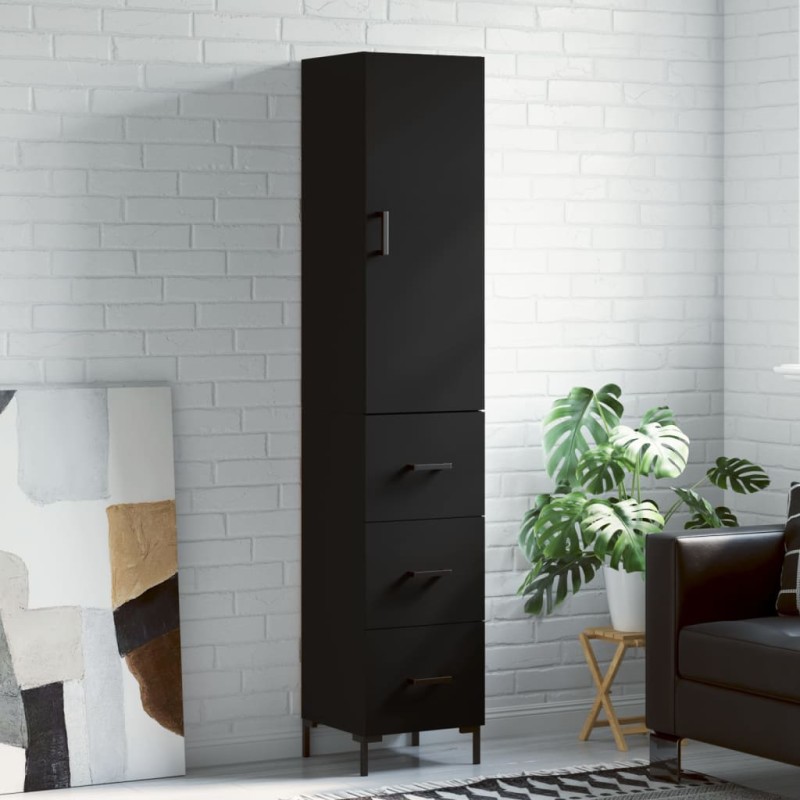 vidaXL Aparador de madera contrachapada negro 34,5x34x180 cm vidaXL Aparador de madera contrachapada negro 34,5x34x180 cm