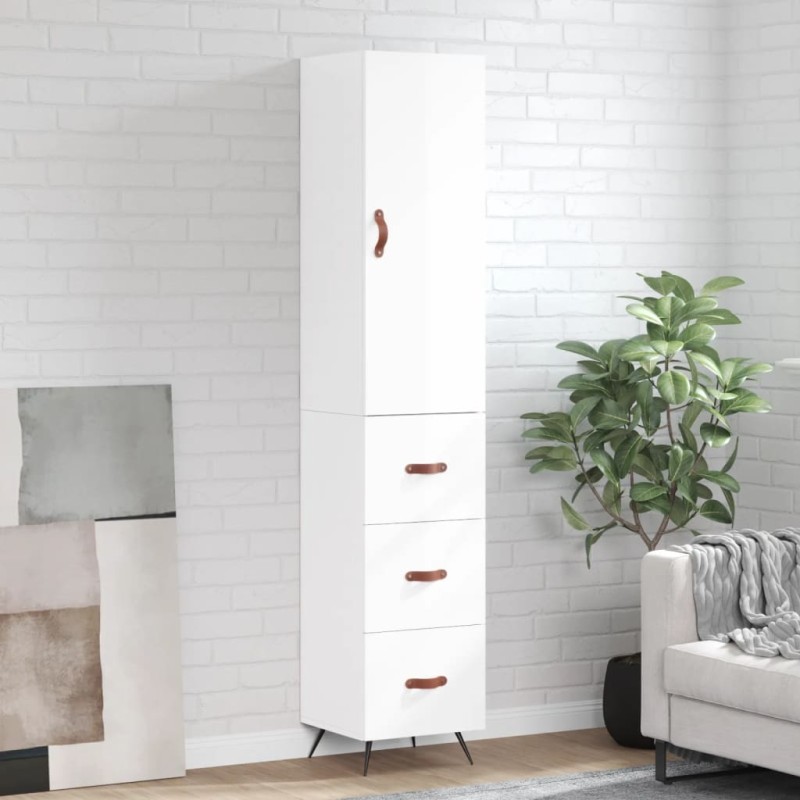 vidaXL Aparador alto madera contrachapada blanco brillo 34,5x34x180 cm vidaXL Aparador alto madera contrachapada blanco brillo 34,5x34x180 cm