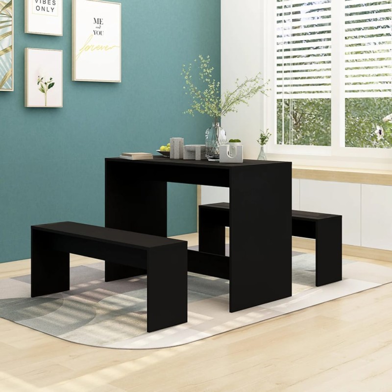 vidaXL Set de muebles de baño 3 piezas madera de ingeniería negro vidaXL Set de muebles de baño 3 piezas madera de ingeniería negro