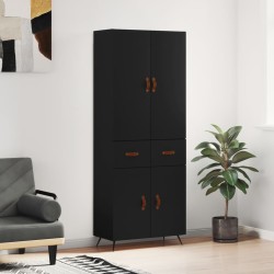 vidaXL Aparador alto madera contrachapada negro 69,5x34x180 cm