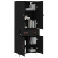 vidaXL Aparador alto madera contrachapada negro 69,5x34x180 cm