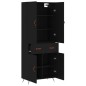 vidaXL Aparador alto madera contrachapada negro 69,5x34x180 cm