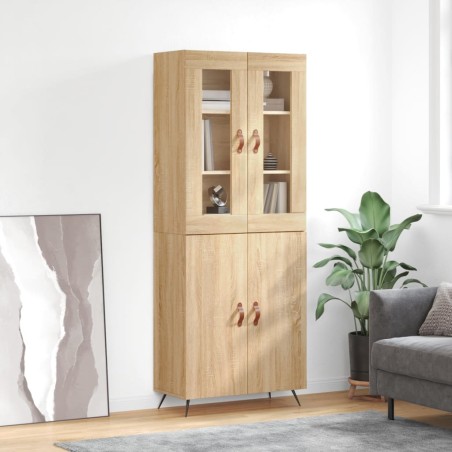 vidaXL Aparador alto madera contrachapada color roble 69,5x34x180 cm