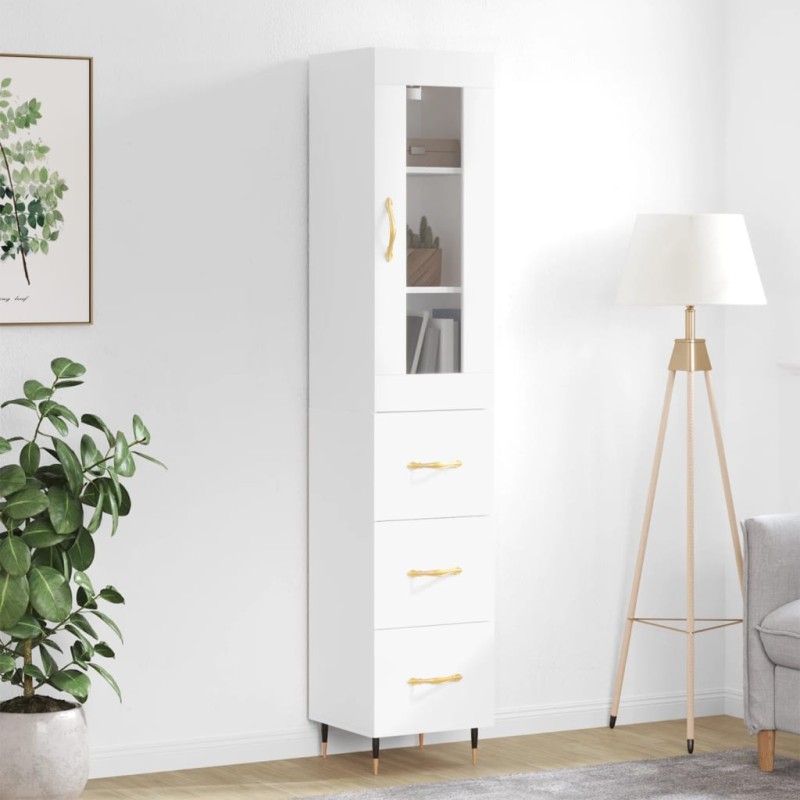 vidaXL Aparador alto madera contrachapada blanco 34,5x34x180 cm vidaXL Aparador alto madera contrachapada blanco 34,5x34x180 cm