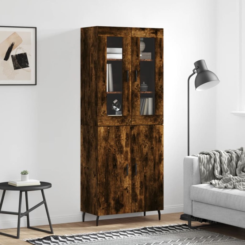 vidaXL Aparador alto madera contrachapada roble ahumado 69,5x34x180 cm vidaXL Aparador alto madera contrachapada roble ahumado 69,5x34x180 cm