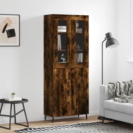 vidaXL Aparador alto madera contrachapada roble ahumado 69,5x34x180 cm
