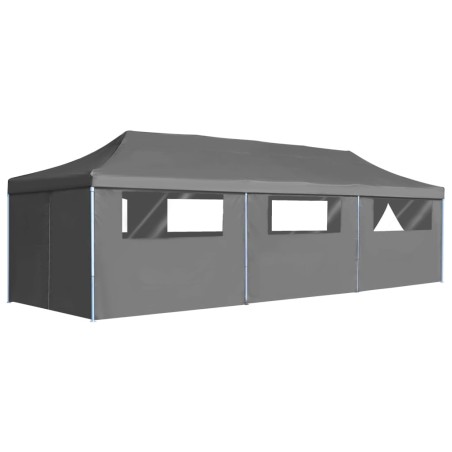 vidaXL Carpa de fiestas pop-up plegable con 8 paredes antracita 3x9 m