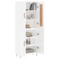vidaXL Aparador alto madera contrachapada blanco brillo 69,5x34x180 cm