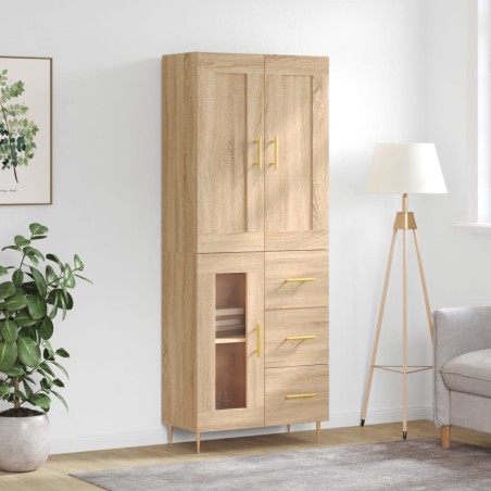 vidaXL Aparador alto madera contrachapada color roble 69,5x34x180 cm