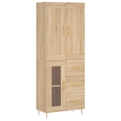 vidaXL Aparador alto madera contrachapada color roble 69,5x34x180 cm