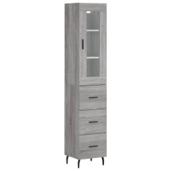 vidaXL Aparador alto madera contrachapada gris Sonoma 34,5x34x180 cm