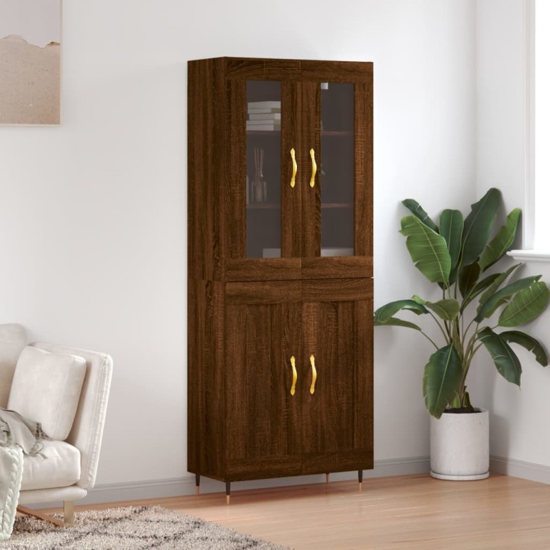 vidaXL Aparador alto madera contrachapada marrón roble 69,5x34x180 cm vidaXL Aparador alto madera contrachapada marrón roble 69,5x34x180 cm
