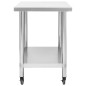 vidaXL Mesa de trabajo para cocina con ruedas acero inox 100x60x85 cm