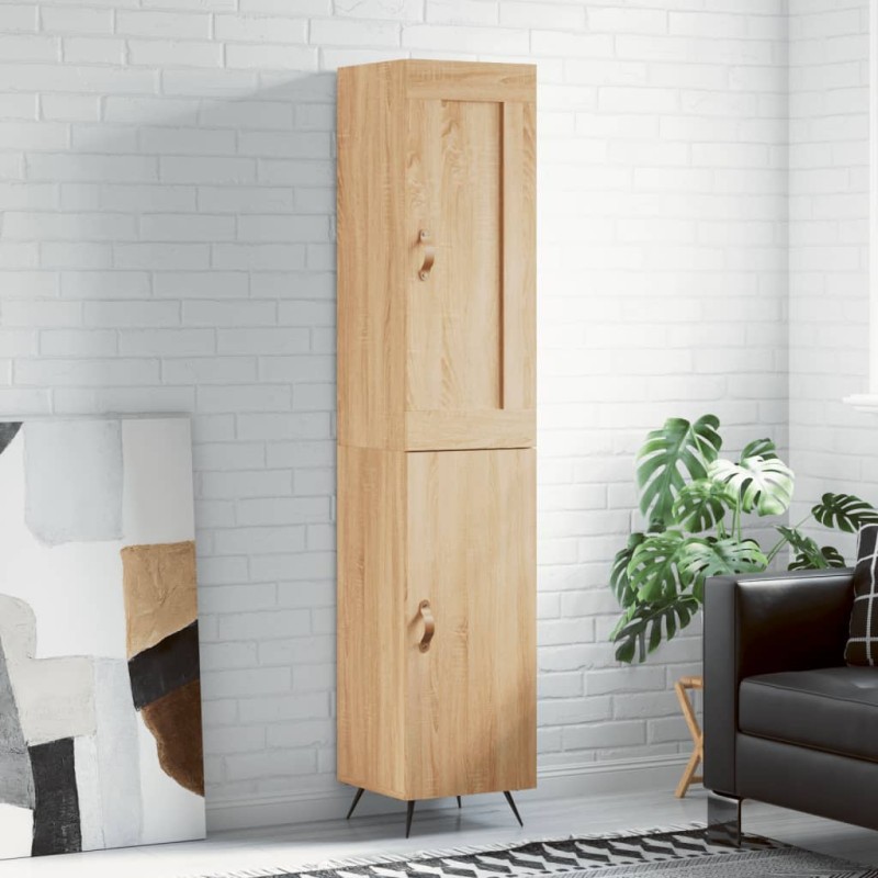 vidaXL Aparador de madera contrachapada roble Sonoma 34,5x34x180 cm vidaXL Aparador de madera contrachapada roble Sonoma 34,5x34x180 cm