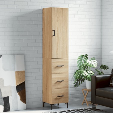 vidaXL Aparador de madera contrachapada roble Sonoma 34,5x34x180 cm