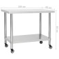 vidaXL Mesa de trabajo para cocina con ruedas acero inox 100x60x85 cm