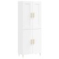 vidaXL Aparador alto madera contrachapada blanco brillo 69,5x34x180 cm