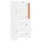 vidaXL Aparador alto madera contrachapada blanco brillo 69,5x34x180 cm
