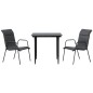 vidaXL Juego de comedor para jardín 3 piezas acero y textilene negro vidaXL Juego de comedor para jardín 3 piezas acero y textilene negro