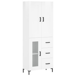 vidaXL Aparador alto madera contrachapada blanco brillo 69,5x34x180 cm