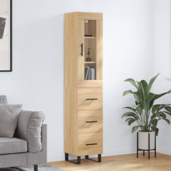 vidaXL Aparador de madera contrachapada roble Sonoma 34,5x34x180 cm