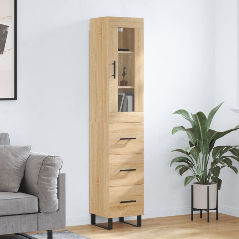 vidaXL Aparador de madera contrachapada roble Sonoma 34,5x34x180 cm vidaXL Aparador de madera contrachapada roble Sonoma 34,5x34x180 cm