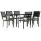 vidaXL Juego de comedor para jardín 7 piezas acero y textilene negro vidaXL Juego de comedor para jardín 7 piezas acero y textilene negro