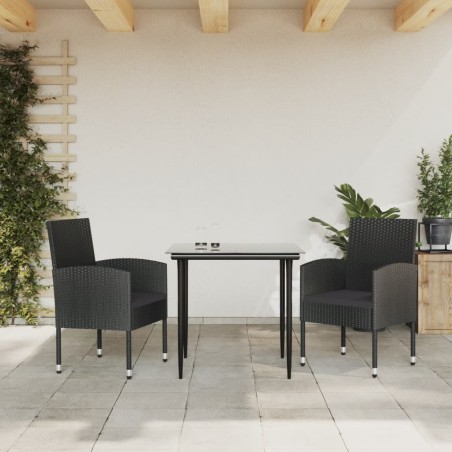 vidaXL Juego de comedor para jardín 3 piezas ratán sintético y acero