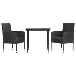 vidaXL Juego de comedor para jardín 3 piezas ratán sintético y acero