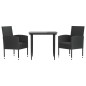 vidaXL Juego de comedor para jardín 3 piezas ratán sintético y acero