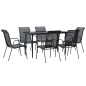 vidaXL Juego de comedor para jardín 7 piezas acero y textilene negro vidaXL Juego de comedor para jardín 7 piezas acero y textilene negro