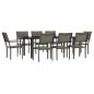 vidaXL Juego de comedor para jardín 9 piezas acero y textilene negro vidaXL Juego de comedor para jardín 9 piezas acero y textilene negro