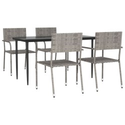 vidaXL Juego de comedor jardín 5 pzas ratán sintético acero gris negro