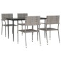 vidaXL Juego de comedor jardín 5 pzas ratán sintético acero gris negro vidaXL Juego de comedor jardín 5 pzas ratán sintético acero gris negro