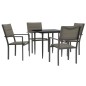 vidaXL Juego de comedor para jardín 5 piezas acero y textilene negro