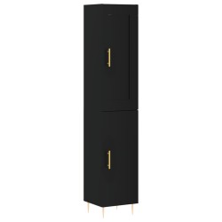 vidaXL Aparador de madera contrachapada negro 34,5x34x180 cm