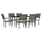 vidaXL Juego de comedor para jardín 7 piezas acero y textilene negro vidaXL Juego de comedor para jardín 7 piezas acero y textilene negro