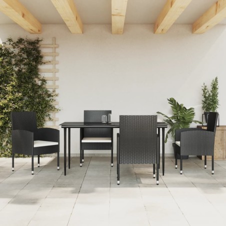 vidaXL Juego de comedor de jardín 5 pzas ratán sintético y acero negro