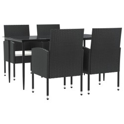 vidaXL Juego de comedor de jardín 5 pzas ratán sintético y acero negro