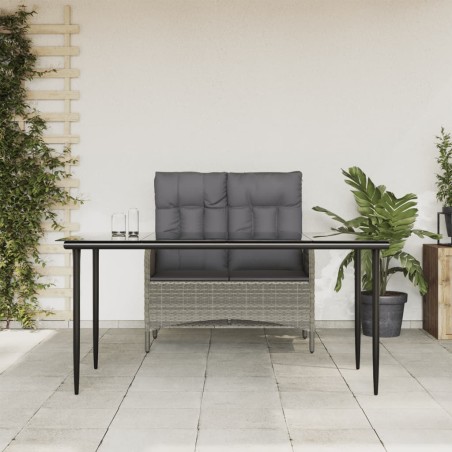 vidaXL Juego de comedor jardín 2 pzas con cojines ratán sintético gris